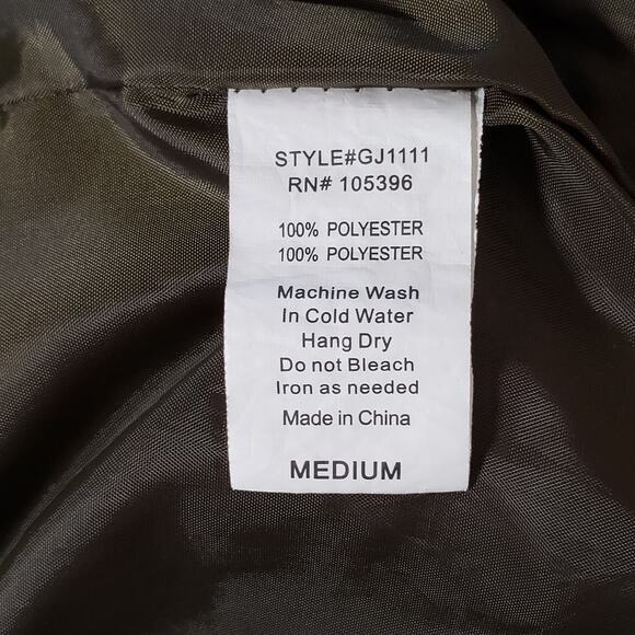 WOMENS BLACK LABEL C'EST TOI GREEN BOMBER JACKET W/ ZIPPERS & PATCHES SZ MEDIUM - Picture 10 of 10